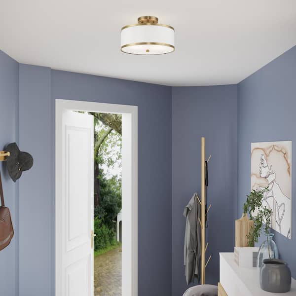 Cameron 2 Light Antique Brass Semi Flush Mount