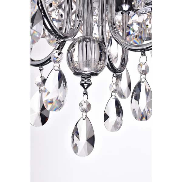 Marya 4-Light Modern Chrome Round Chandelier with Beaded Drum Shade /Hanging Clear Glass Crystals