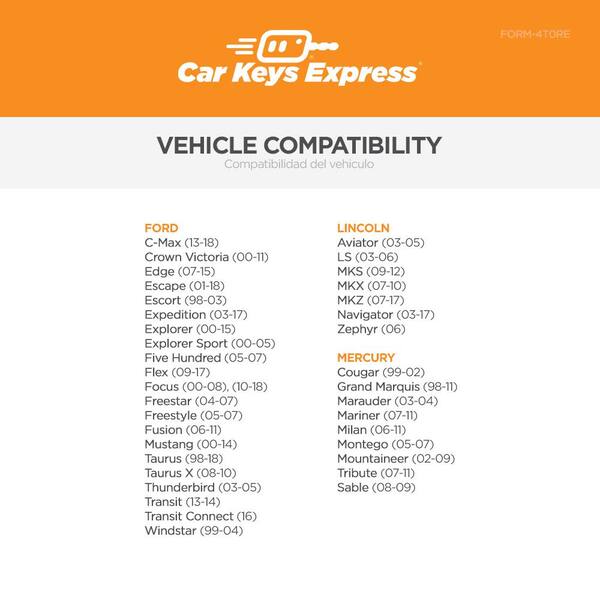 Replacement Ford Remote - 4 Buttons (Lock, Unlock, Panic, and Trunk)