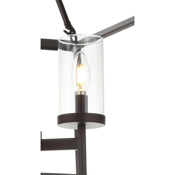 Anna 21 in. 4-Light Oil Rubbed Bronze Metal/Glass LED Pendant