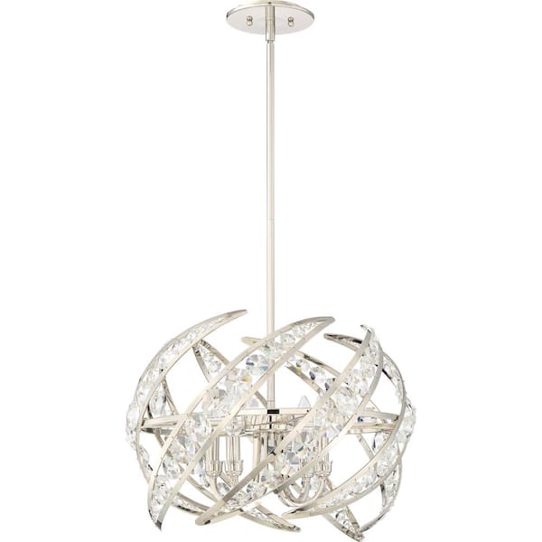 Crescent 4-Light Polished Nickel Pendant