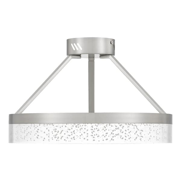 15.75 in. Brushed Nickel Integrated LED Semi-Flush Mount with Bubble Shade