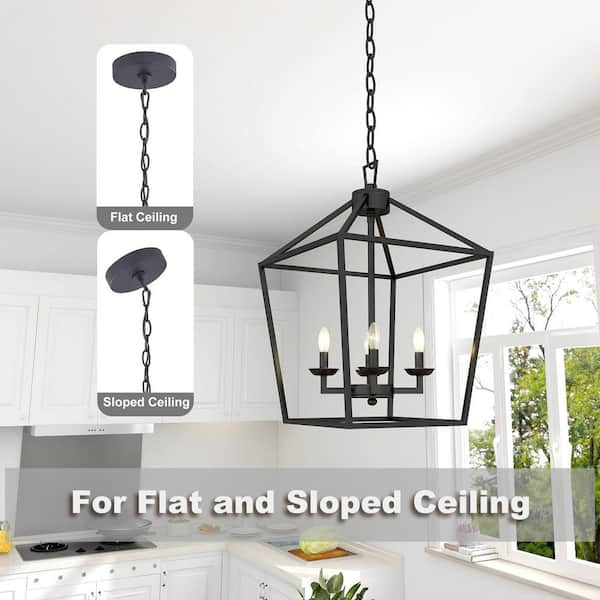 4 -Light Matte Black Lantern Chandelier
