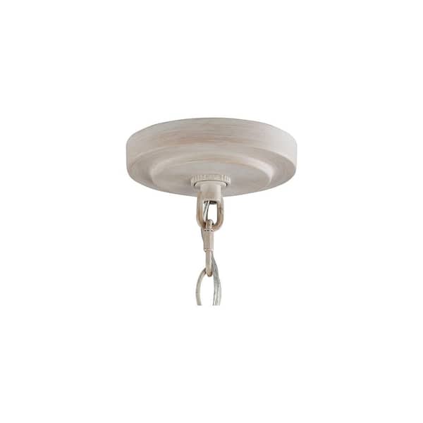 Hartsville 6-Light Chalk Washed White/Light Brown Beachwood Linear Country Coastal Farmhouse Candlestick Chandelier