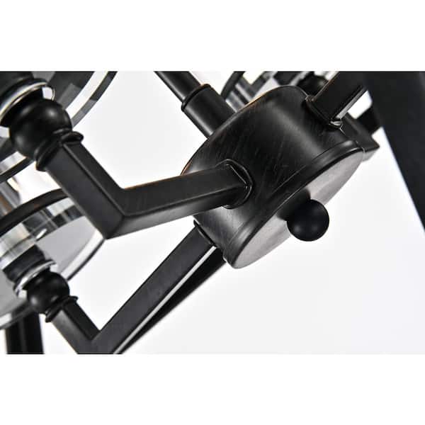 Renzo 4-Light Antique Black Geometric Iron Modern Farmhouse Cage Chandelier with Clear Glass Shades