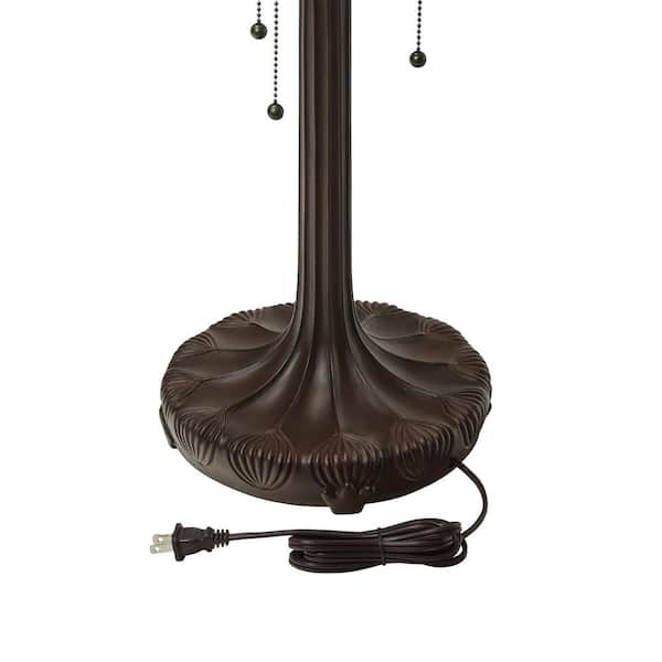 Elena 25.25 in. Antique Bronze Daffodil Tiffany-Style Stained Glass Table Lamp