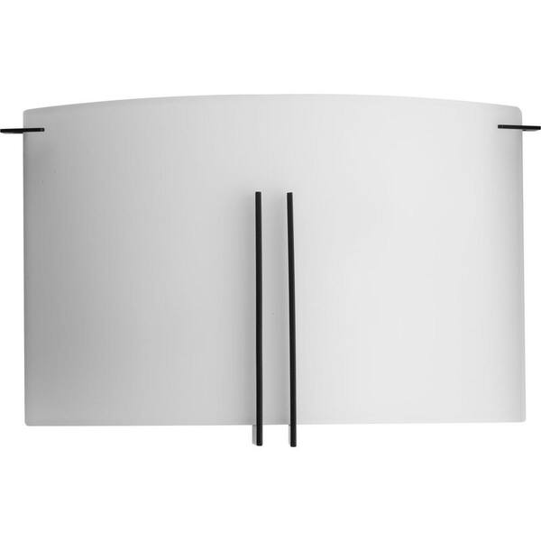 Modern Glass Sconce 12 in. 2-Light Matte Black Wall Sconce with Etched Glass Shade