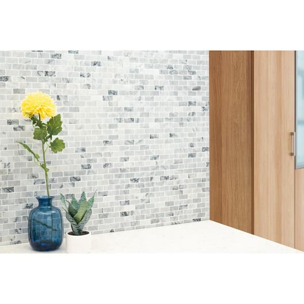 Carrara Classique Brick 11.81 in. x 11.81 in. Honed Marble Wall Tile (0.97 sq. ft./Each)