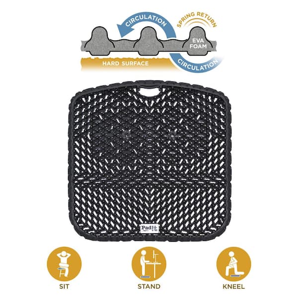 Pad-It 17.5 in. x 17.5 in. x 1 in. Black Portable Pressure Relief Car Seat Cushion