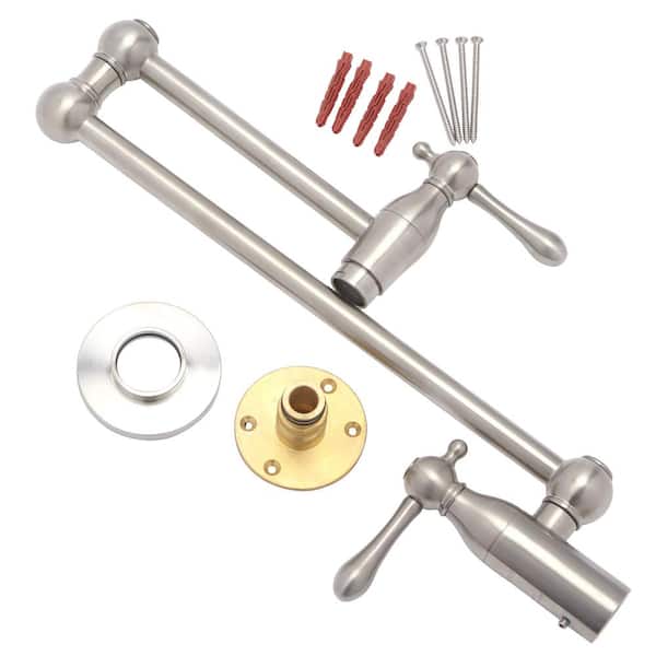 Lyndhurst Wall Mount Pot Filler in Brushed Nickel