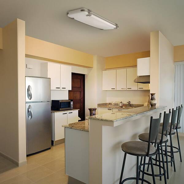 Mission Industrial 48 in. x 15 in. Brushed Nickel Adjustable CCT LED Flush Mount Ceiling Light 5500 Lumens Dimmable