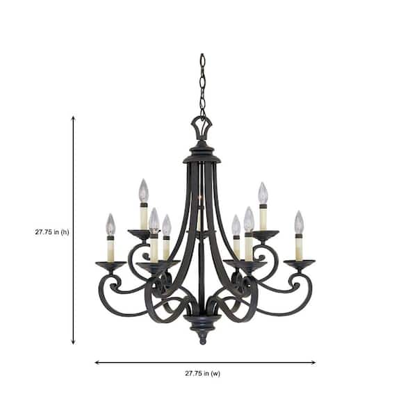 Barcelona 9-Light Hanging Natural Iron Chandelier