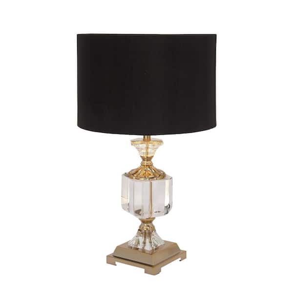 24 in. Black Crystal Task and Reading Table Lamp with Gold Accents