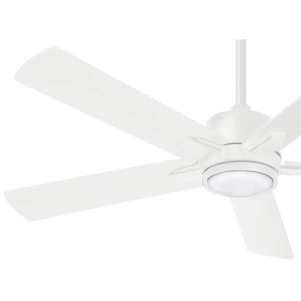 Stout 54 in. LED Indoor Flat White Ceiling Fan with Light and Remote Control