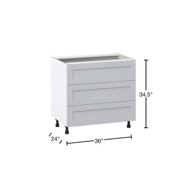 Light Gray Shaker Assembled Base Kitchen Cabinet For Cooktop with 3 Drawers (36 in. W x 34.5 in. H x 24 in. D)