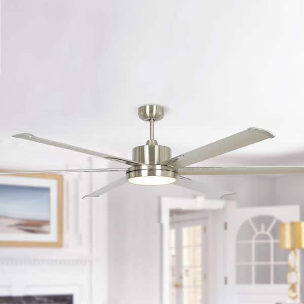 Balachandran 65 in. Integrated LED Brushed Nickel Ceiling Fan with Light and Remote Control