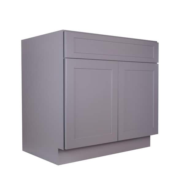 Bremen 42 in. W x 24 in. D x 34.5 in. H Gray Plywood Assembled Sink Base Kitchen Cabinet with Soft Close