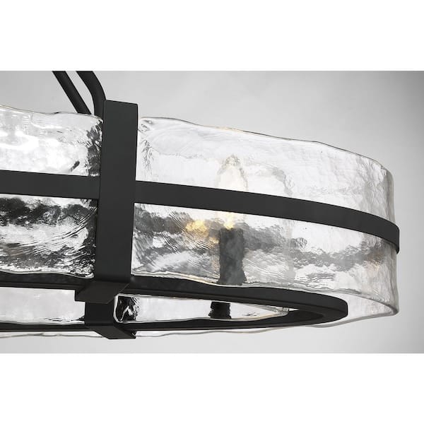 48 in. W x 24.5 in. H 10-Light Matte Black Linear Chandelier with Clear Water Glass Shade