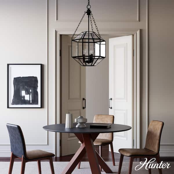 Indria 3-Light Rustic Iron Island Pendant Light with Clear Seeded Glass Shade Kitchen Light