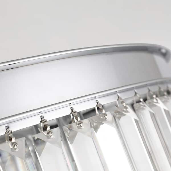 Annapolis 12-Light Chrome/Clear Unique Tiered Chandelier with Crystal Accents