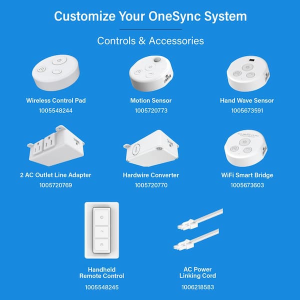 Onesync Under Cabinet White Wi-Fi Smart Bridge App Control Master Switch
