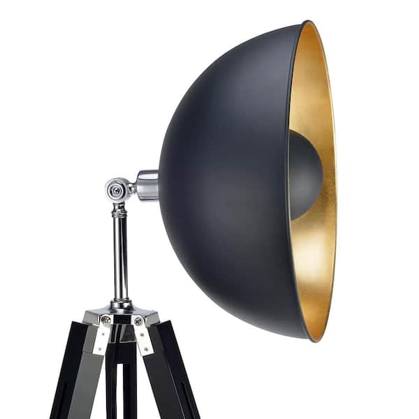 Fascino 63 in. H Black/Gold Tripod Floor Lamp