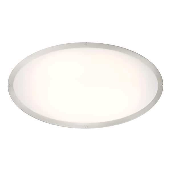 DC Series 32 in. 1-Light Modern Brushed Nickel Selectable Dimmable LED Oval Flush Mount with White Acrylic Shade