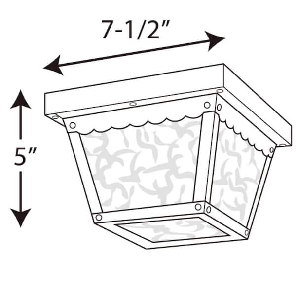 1-Light Matte Black Textured Glass Traditional Outdoor 7-1/2