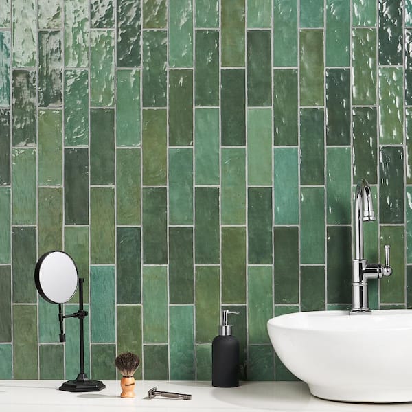 Kingston Green 3 in. x 8 in. Glazed Ceramic Wall Tile (5.38 sq. ft./case)