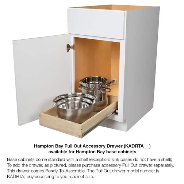 Hampton 30 in. W x 24 in. D x 34.5 in. H Assembled Base Kitchen Cabinet in Satin White with Drawer Glides