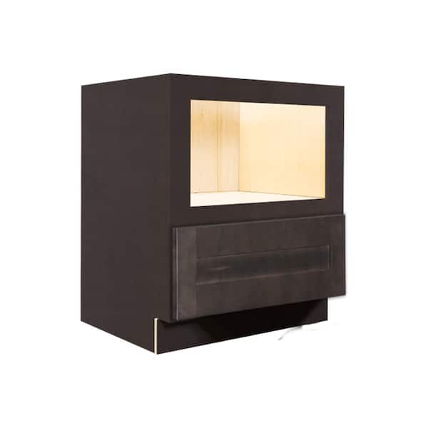 Lancaster Charcoal Plywood Shaker Stock Assembled Base Microwave Kitchen Cabinet 30 in. W x 34.5 in. H x 24 in. D