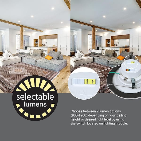 RL56 Series 5/6 in. Recessed LED retrofit module Selectable CCT and Lumens, Integrated LED Matte White
