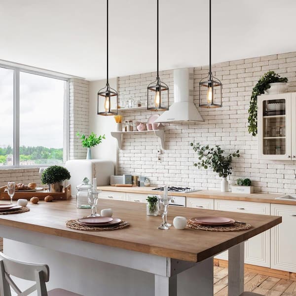 Modern Geometric Pendant Mercer 8.5 in. 1- -Light Brass Farmhouse Modern Chandelier Pendant Light With Clear Glass Shade