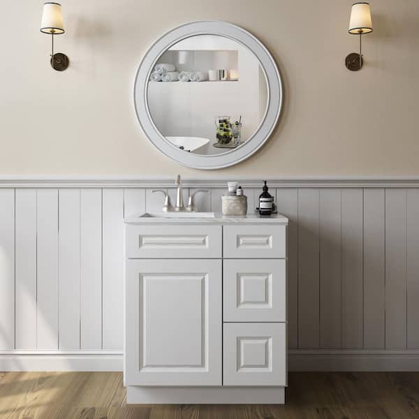 30-in W X 21-in D X 34.5-in H in Shaker White Plywood Ready to Assemble Floor Vanity Sink Base Kitchen Cabinet