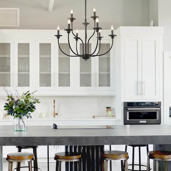 Modern Farmhouse Black Large Island Chandelier 30