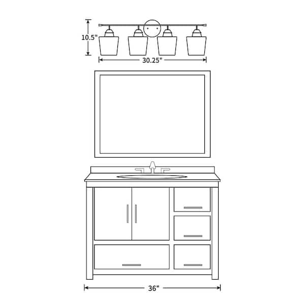 30.25 in. 4-Light Antique Brass Vanity Light with Clear Glass Shade