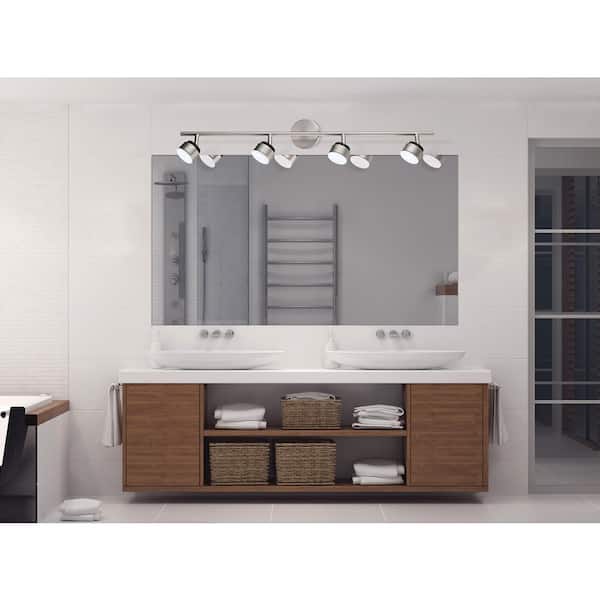 Armento 1 Collection 30.71 in. W 4-Light Satin Nickel Dimmable Integrated LED Track Lighting Kit with Adjustable Heads
