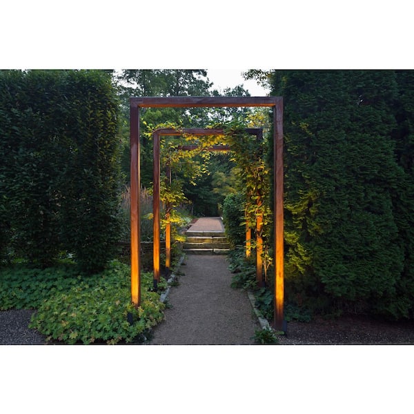 5-Watt 2700K Hardy Island 350 Lumens Matte Bronze Hardwired Integrated LED Outdoor Normal Shroud Spotlight with LumaCORE