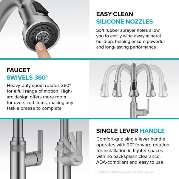 Allyn Industrial Pull-Down Single Handle Kitchen Faucet in Spot-Free Black Stainless Steel