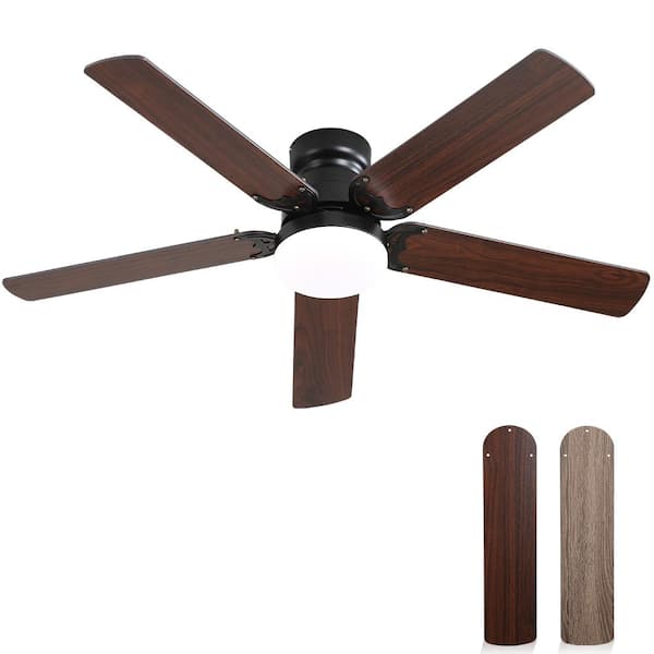 42 in. Indoor/Outdoor Modern Black Downrod Mount and Flush Mount Ceiling Fan with Led Lights and 6 Speed DC Remote