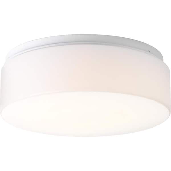 11 in. LED Drums 21-Watt White Integrated LED Flush Mount for Garage and Pantry
