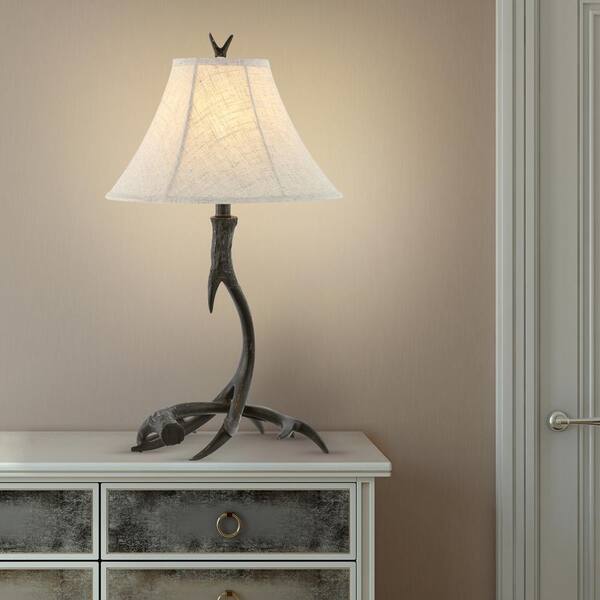 Antler 27.5 in. Black Rustic Resin LED Table Lamp