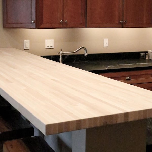 4 ft. L x 25 in. D Unfinished Maple Butcher Block Standard Countertop in With Eased Edge