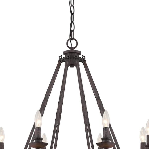 Noble 8-Light Rustic Black Candle-Style Chandelier