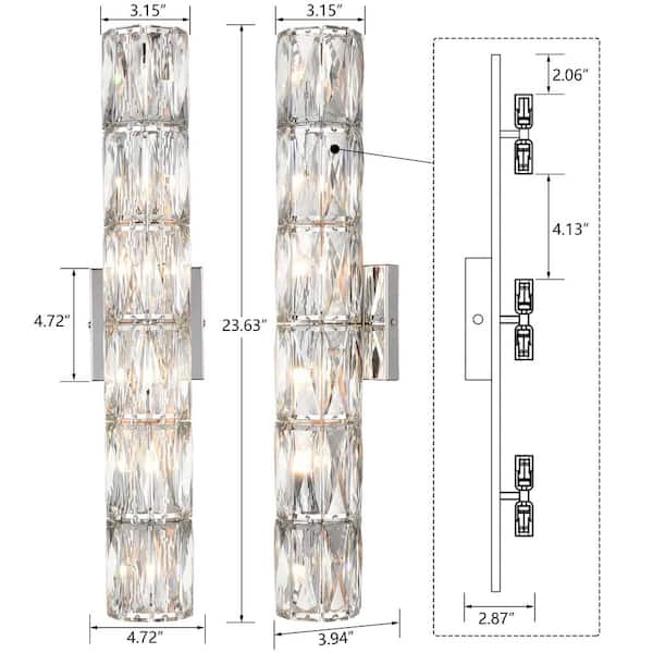 7.8 in. 6-Light Chrome Modern Wall Sconce with Standard Shade