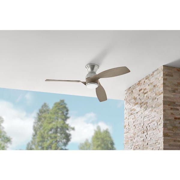 Halwin 52 in. Integrated CCT LED Indoor/Outdoor Brushed Nickel Ceiling Fan with Light and Remote Control