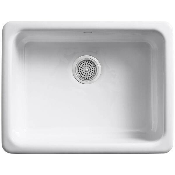 Iron Tones Dual Mount Cast Iron 24 in. Single Bowl Kitchen Sink in White