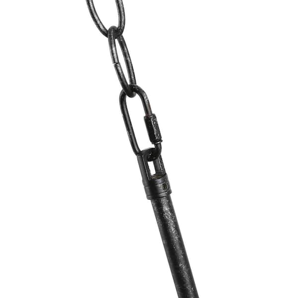 Farmhouse Wood Island Chandelier, Distressed Black Hanging Ceiling Light 4-Light Modern Pendant with Clear Glass Shades