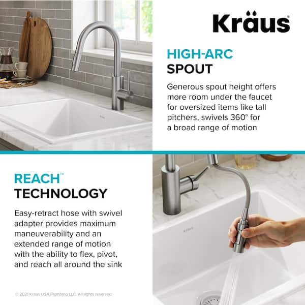 Oletto Pull-Down Single Handle Kitchen Faucet in Spot Free Stainless Steel
