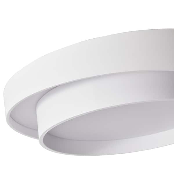 23.6 in. 1-Light White Smart Creative Design Drum 44-Watt LED Flush Mount Ceiling Lighting